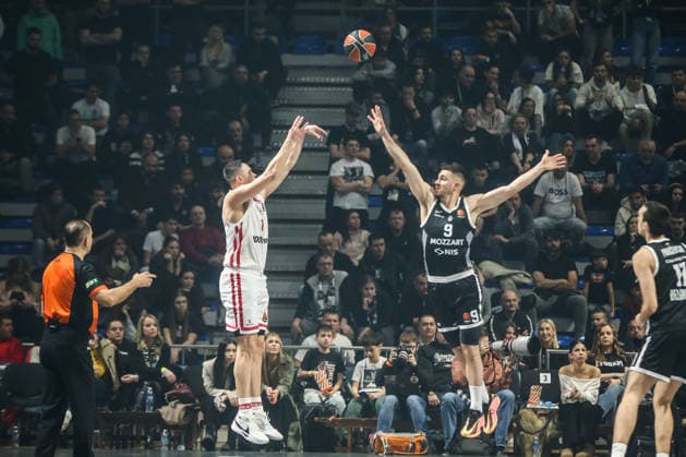Partizan v Olimpiakos - EuroLeague BELGRADE, SERBIA - JANUARY 14: Vanja Marinkovic of Partizan in action during EuroLeague basketball match between Partizan and Olimpiakos in Belgrade, Serbia on January 14, 2026. Filip Stevanovic Anadolu Belgrade Serbia. Editorial use only. Please get in touch for any other usage.  Copyright: x2026xAnadoluxFilipxStevanovicx
