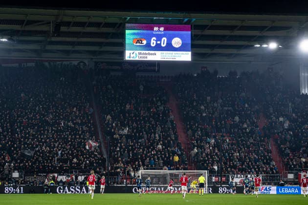 Final score 6-0, during the match AZ Alkmaar vs AFC Ajax Amsterdam (cup) at the AFAS stadium for the Eurojackpot KNVB Beker season 2025-2026 in ALKMAAR, Netherlands on 14 january 2026, (photo by Stefan Koops EYE4images DeFodi Images) - *** Final score 6 0, during the match AZ Alkmaar vs AFC Ajax Amsterdam cup at the AFAS stadium for the Eurojackpot KNVB Beker season 2025 2026 in ALKMAAR, Netherlands on 14 january 2026, photo by Stefan Koops EYE4images DeFodi Images