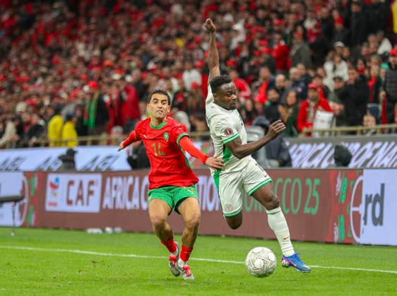 Fußball Afrika-Cup 2025, Vorrunde, Halbfinale Nigeria vs Marokko CAF Africa Cup of Nations (AFCON) Stade Moulay Abdellah (Rabat-Marokko): Oussama Targhalline (Marokko, 14) *** Soccer Africa Cup 2025, preliminary round, semi-final Nigeria vs Morocco CAF Africa Cup of Nations AFCON Stade Moulay Abdellah Rabat Morocco Oussama Targhalline Morocco, 14 Copyright: xOumaimaxSouaidix