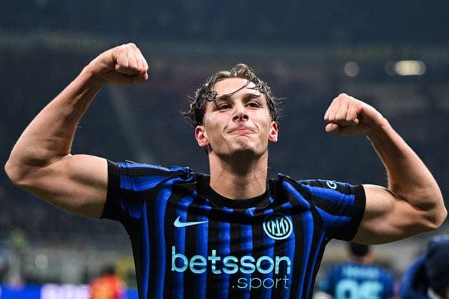 CALCIO - Serie A - Inter - FC Internazionale vs US Lecce Francesco Pio Esposito of Inter FC celebrating after a goal during the Italian Serie A football match between Inter FC and US lecce on January 14th, 2026 at Giuseppe Meazza San Siro Siro stadium in Milan, Italy. Photo Tiziano Ballabio Milan Italy  Copyright: xIPAxSport ABACAx
