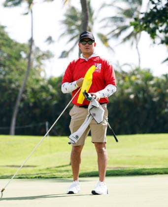 January 14, 2026, Honolulu, Hawaii, USA: Rainbow WarriorsÃ¢â‚¬â ¢ football Head Coach Timmy Chang poses on the 3rd Green during the Pro-Am round at the 2026 Sony Open in Honolulu, Hawaii on January 14, 2026. Honolulu USA - ZUMAm310 20260114_zsp_m310_022 Copyright: xElliotxMilesx
