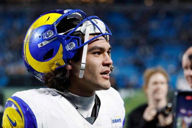 CHARLOTTE, NC - JANUARY 10: Los Angeles Rams wide receiver Puka Nacua (12) walks off the field after the NFC Wildcard playoff game against the Carolina Panthers on January 10, 2026 at Bank of America Stadium in Charlotte, North Carolina. (Photo by Joe Robbins Icon Sportswire) NFL, American Football Herren, USA JAN 10 NFC Wildcard Rams at Panthers EDITORIAL USE ONLY Icon573260110146