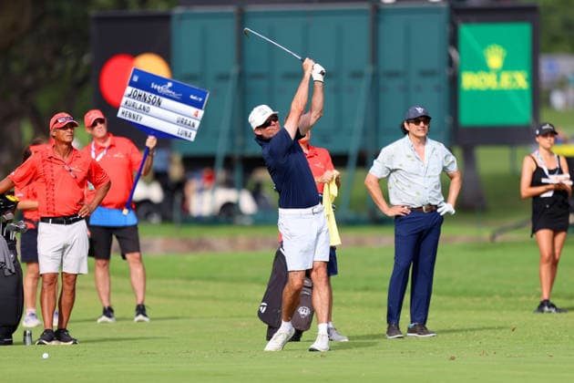 January 14, 2026 - Actor Karl Urban hits from the 8th fairway during a Pro-Am prior to the 2026 Sony Open in Hawaii at Waialae Country Club in Honolulu, HI - CSM Honolulu USA - ZUMAc04_ 20260114_zma_c04_158 Copyright: xAndrewxLeex