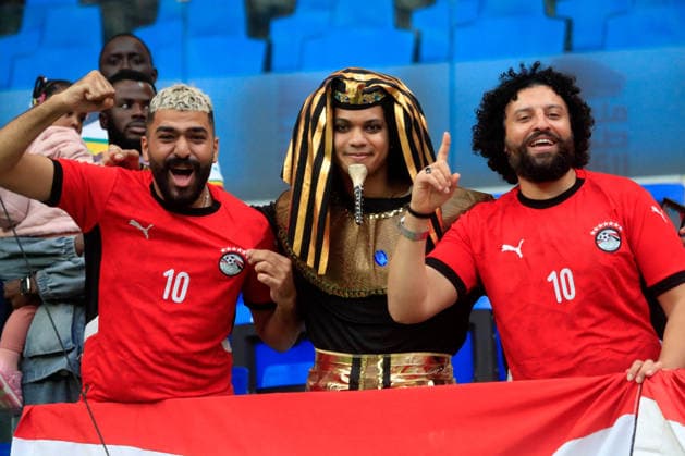 TANGER, MOROCCO - JANUARY 14: Egypt fans during the Africa Cup of Nations (AFCON) match between Senegal and Egypt at Stade Ibn-Batouta on January 14th in Tanger, Morocco. Photo by Vincent Kamto Copyright: xVincentxKAMTOx