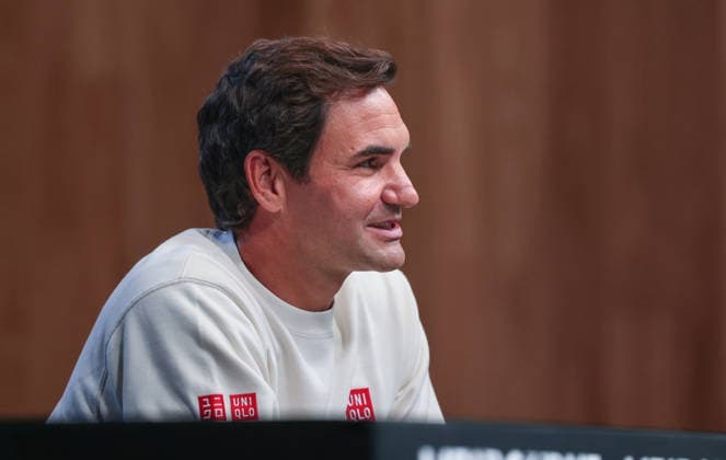 Roger Federer (SUI), Pressekonferenz, press conference, PK, Pressekonferenz Australian Open 2026 Melbourne Park, Melbourne, Victoria, Australia. Copyright: xJuergenxHasenkopfx