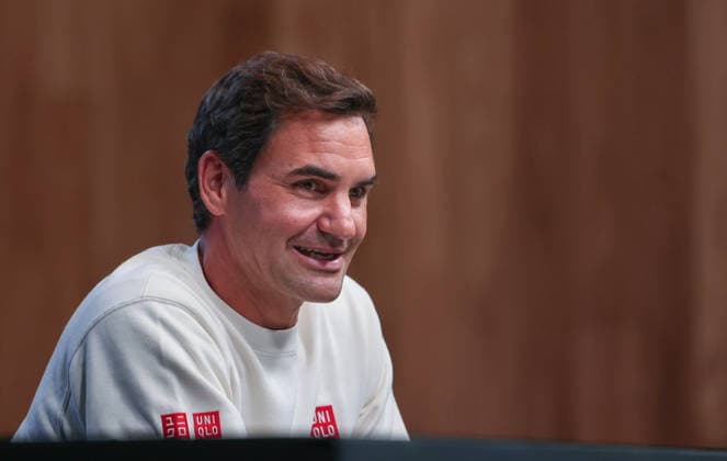 Roger Federer (SUI), Pressekonferenz, press conference, PK, Pressekonferenz Australian Open 2026 Melbourne Park, Melbourne, Victoria, Australia. Copyright: xJuergenxHasenkopfx