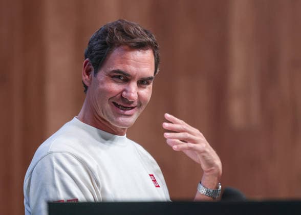 Roger Federer (SUI), Pressekonferenz, press conference, PK, Pressekonferenz Australian Open 2026 Melbourne Park, Melbourne, Victoria, Australia. Copyright: xJuergenxHasenkopfx