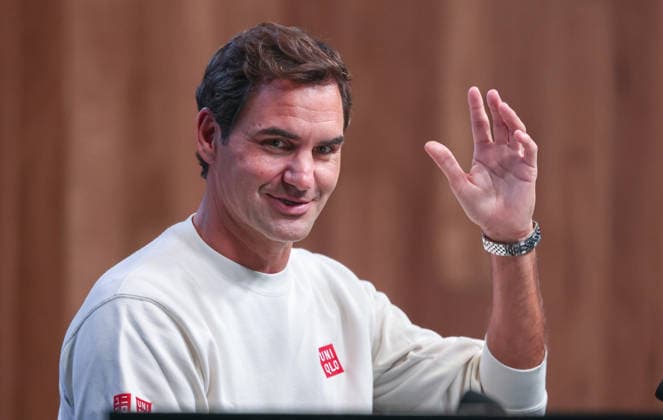 Roger Federer (SUI), Pressekonferenz, press conference, PK, Pressekonferenz Australian Open 2026 Melbourne Park, Melbourne, Victoria, Australia. Copyright: xJuergenxHasenkopfx