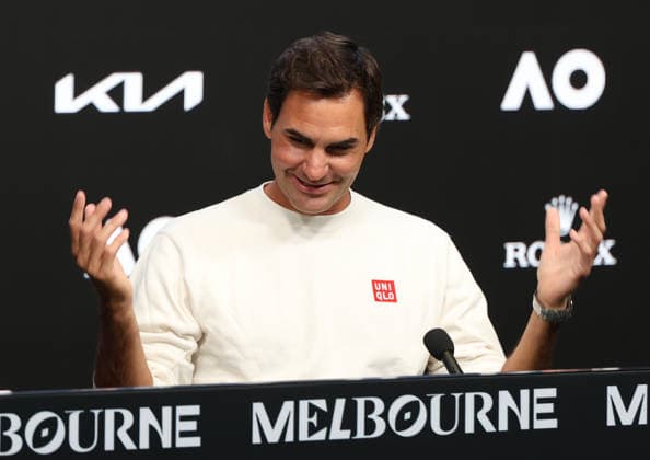 January 15, 2026, Melbourne, Victoria, Australia: ROGER FEDERER of Switzerland during the press conference, PK, Pressekonferenz before Australian Open, Melbourne, Australia. Melbourne Australia - ZUMAc278 20260115_zsp_c278_034 Copyright: xMarcinxCholewinskix