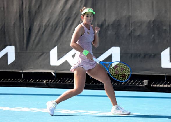 Lanlana Tararudee (THA) macht die Faust und jubelt, Jubel, Freude, Emotion, Australian Open 2026 Qualifikation Melbourne Park, Melbourne, Victoria, Australia. Copyright: xJuergenxHasenkopfx