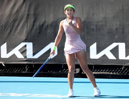 Lanlana Tararudee (THA) macht die Faust und jubelt, Jubel, Freude, Emotion, Australian Open 2026 Qualifikation Melbourne Park, Melbourne, Victoria, Australia. Copyright: xJuergenxHasenkopfx