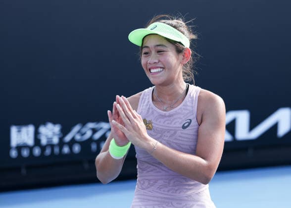 Lanlana Tararudee (THA) jubelt nach dem Sieg, Jubel, Freude, Emotion, Australian Open 2026 Qualifikation Melbourne Park, Melbourne, Victoria, Australia. Copyright: xJuergenxHasenkopfx