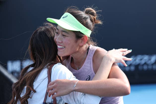 Lanlana Tararudee (THA) jubelt nach dem Sieg, Jubel, Freude, Emotion, Australian Open 2026 Qualifikation Melbourne Park, Melbourne, Victoria, Australia. Copyright: xJuergenxHasenkopfx