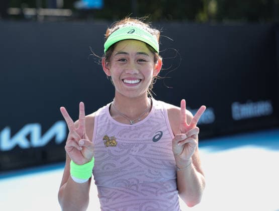 Lanlana Tararudee (THA) jubelt nach dem Sieg, Jubel, Freude, Emotion, Australian Open 2026 Qualifikation Melbourne Park, Melbourne, Victoria, Australia. *** Lanlana Tararudee THA cheers after winning, jubilation, joy, emotion, Australian Open 2026 qualifier Melbourne Park, Melbourne, Victoria, Australia Copyright: xJuergenxHasenkopfx