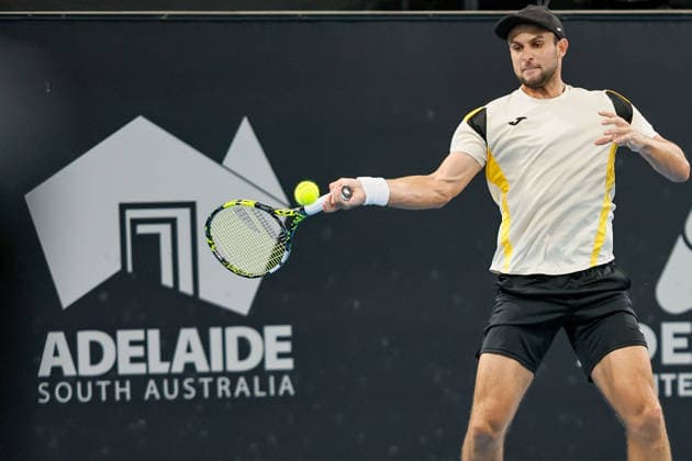 January 15, 2026, Adelaide, South Australia, Australia: ALEKSANDER VUKIC of Australia in action during his quarter final match against T. PAUL of USA, during the 2026 Adelaide International Tennis Tournament Adelaide Australia - ZUMAw216 20260115_zsp_w216_130 Copyright: xMarkxWilloughbyx