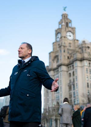 Tour de France 2027 Grand DÃ part Picture by Alex Whitehead SWpix.com - 15 01 2026 - Cycling - Tour de France 2027 Grand DÃ part - Liverpool Pier Head, Liverpool, England - General Director of the Tour de France Christian Prudhomme speaks to the media at the Pier Head on Liverpool™s waterfront. The Grand Depart of the Tour de France 2027 and The Grand Depart of the Tour de France Femmes avec Zwift 2027. Both Races will start in the United Kingdom and visit Scotland, Wales and England - ALL IMAGES www.SWpix.com ( Photography Hub Ltd ) from the SWpix.com photography archive - MANDATORY BYLINE PHOTO CREDIT to Photographers Name SWpix.com LeTourGB (strictly editorial use only - contact for commercial - simon@swpix.com) Liverpool Pier Head Liverpool England Copyright: x xSWpix.comx(t axPhotographyxHubxLtd)xAlexxWhitehead SWpix.comx SWP-3030-12278