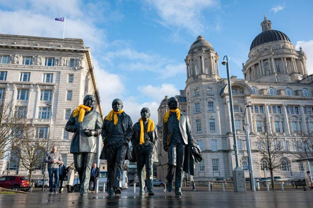 Tour de France 2027 Grand DÃ part Picture by Alex Whitehead SWpix.com - 15 01 2026 - Cycling - Tour de France 2027 Grand DÃ part - Liverpool Pier Head, Liverpool, England - The Beatles statue adorned with yellow scarves at the Pier Head on Liverpool™s waterfront. The Grand Depart of the Tour de France 2027 and The Grand Depart of the Tour de France Femmes avec Zwift 2027. Both Races will start in the United Kingdom and visit Scotland, Wales and England - ALL IMAGES www.SWpix.com ( Photography Hub Ltd ) from the SWpix.com photography archive - MANDATORY BYLINE PHOTO CREDIT to Photographers Name SWpix.com LeTourGB (strictly editorial use only - contact for commercial - simon@swpix.com) Liverpool Pier Head Liverpool England Copyright: x xSWpix.comx(t axPhotographyxHubxLtd)xAlexxWhitehead SWpix.comx SWP-3030-12231