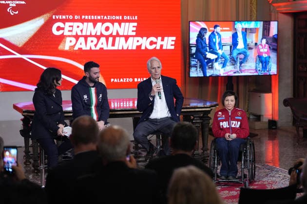 A moment during the presentation event of the Milano-Cortina 2026 Paralympic Ceremonies at Palazzo Baldi in Venice , north Italy - Thursday , January 15 , 2026. -  Copyright: xSpada LaPressex
