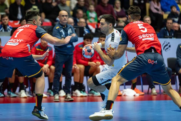HERNING, DENMARK - JANUARY 15: Serbia in attack during the EHF EURO 2026 match between Spain vs Serbia at Jyske Bank Boxen Arena on matchday 1 of the Group Matches Group A on January 15, 2026 in Herning, Denmark. Midtjylland Denmark Copyright: xMarioxM.xKobergx