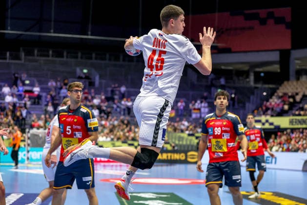 15.01.2026, Handball, Men s EHF EURO 2026, Spanien - Serbien, Jyske Bank Boxen in Herning, Dänemark, Preliminary Round: Darko Djukic (Serbien 45) Dänemark