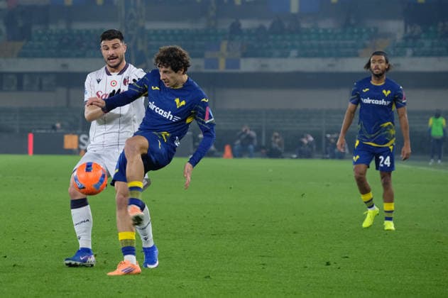 Hellas Verona FC v Bologna FC 1909 - Serie A Domagoj Bradaric of Hellas Verona FC participates in the soccer match between Hellas Verona FC and Bologna FC, MD16 of the Serie A Enilive Italian soccer championship 2025 2026 at Marcantonio Bentegodi Stadium in Verona, Italy, on January 15, 2026. Verona Italy  Copyright: xRobertoxTommasinix originalFilename:tommasini-hellasve260115_npzjL.jpg