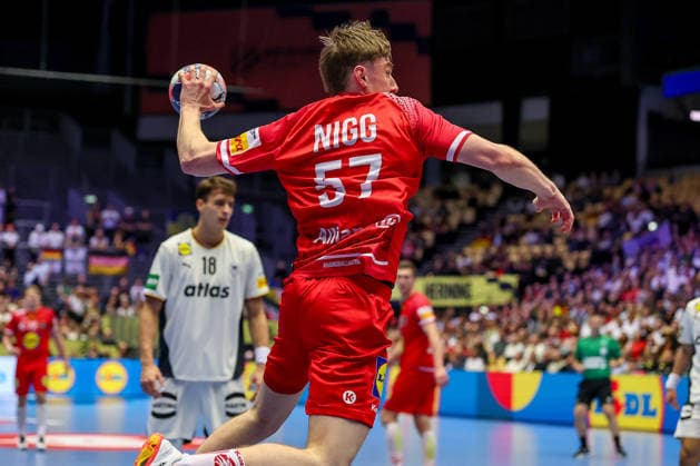 15.01.2026, Handball, Men s EHF EURO 2026, Deutschland - Östereich, Jyske Bank Boxen in Herning, Dänemark, Preliminary Round Jakob Nigg (Austria 57) Dänemark