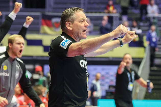 Deutschland - Österreich, EHF EM 2026 Trainer Alfred Gislason (Deutschland). Handball EHF Europameisterschaft, Länderspiel zwischen Deutschland und Österreich am 15. Januar 2026 in Herning (Dänemark)., Herning Dänemark Jyske Bank Boxen