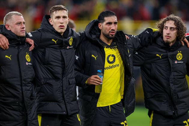 13.01.2026, Fußball, Borussia Dortmund - SV Werder Bremen,, 1. Fußball Bundesliga, 17. Spieltag, Signal Iduna Park, Saison 2025 2026: Julian Ryerson (BVB 26) Nico Schlotterbeck (BVB 04) Emre Can (BVB 23) Fabio Silva (BVB 21) DFB regulations prohibit any use of photographs as image sequences and or quasi-video. Nordrhein-Westfalen Deutschland *** 13 01 2026, Football, Borussia Dortmund SV Werder Bremen,, 1 Soccer Bundesliga, 17 Matchday, Signal Iduna Park, Season 2025 2026 Julian Ryerson BVB 26 Nico Schlotterbeck BVB 04 Emre Can BVB 23 Fabio Silva BVB 21 DFB regulations prohibit any use of photographs as image sequences and or quasi video Nordrhein Westfalen Germany