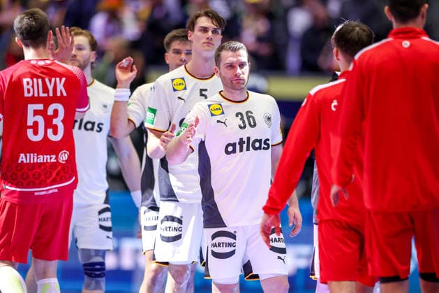 15.01.2026, Handball, Men s EHF EURO 2026, Deutschland - Österreich, Jyske Bank Boxen in Herning, Dänemark, Preliminary Round: Lukas Mertens (Germany 36) neben Miro Schluroff (Germany 05) Dänemark