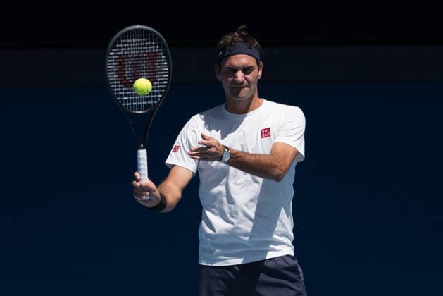 January 16, 2026: Roger Federer of Switzerland practises on Rod Laver Arena ahead of his guest appearance at the opening ceremony where he will play against other past winners of the 2026 Australian Open in Melbourne, Australia. Cal Media Melbourne Australia - ZUMAc04_ 20260116_faf_c04_008 Copyright: xSydneyxLowx