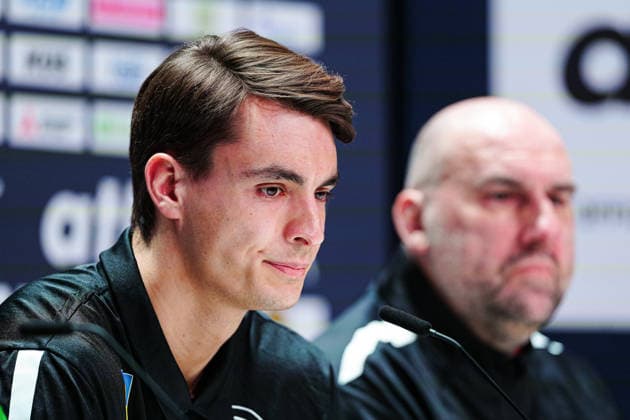 Julian Koester (Deutschland, 18) DEN, Deutschland Pressekonferenz, Handball, EHF Europameisterschaft 2026, 16.01.2026 DEN, Deutschland Pressekonferenz, Handball, EHF Europameisterschaft 2026, 16.01.2026 Silkeborg Copyright: xEibner-Pressefoto MarcelxvonxFehrnx EP_MFN
