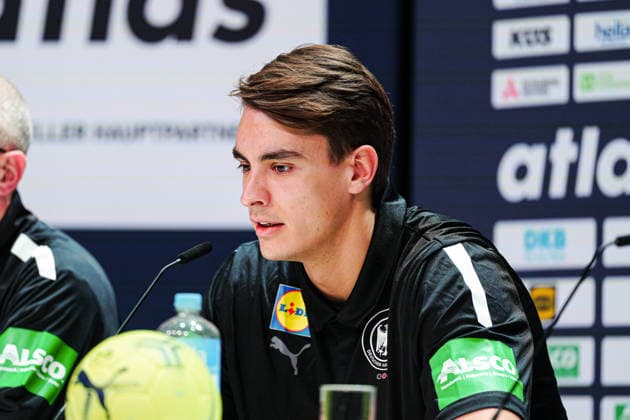 Julian Koester (Deutschland, 18) DEN, Deutschland Pressekonferenz, Handball, EHF Europameisterschaft 2026, 16.01.2026 DEN, Deutschland Pressekonferenz, Handball, EHF Europameisterschaft 2026, 16.01.2026 Silkeborg Copyright: xEibner-Pressefoto MarcelxvonxFehrnx EP_MFN
