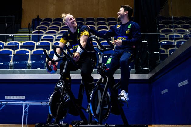 260116 Goalkeeper Mikael Appelgren and Sebastian Karlsson during a training session with Sweden during the 2026 European Handball Championship on January 16, 2026 in Malmö. Photo: Mathilda Schuler BILDBYRAN kod MA MA0919 handball handboll handball handbolls-em 2026 träning practice training sverige sweden ehf european handball championship sverige bbeng sverige sweden Copyright: MATHILDAxSCHULER BB260116MA060