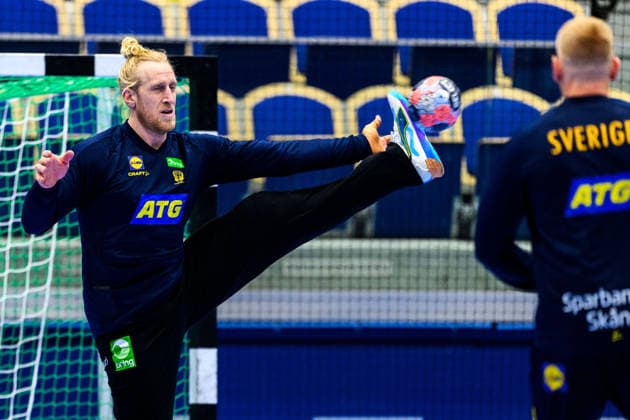 260116 Goalkeeper Mikael Appelgren during a training session with Sweden during the 2026 European Handball Championship on January 16, 2026 in Malmö. Photo: Mathilda Schuler BILDBYRAN kod MA MA0919 handball handboll handball handbolls-em 2026 träning practice training sverige sweden ehf european handball championship sverige bbeng sverige sweden Copyright: MATHILDAxSCHULER BB260116MA067
