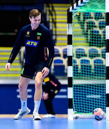 260116 Jonathan Carlsbogard during a training session with Sweden during the 2026 European Handball Championship on January 16, 2026 in Malmö. Photo: Mathilda Schuler BILDBYRAN kod MA MA0919 handball handboll handball handbolls-em 2026 träning practice training sverige sweden ehf european handball championship sverige bbeng sverige sweden Copyright: MATHILDAxSCHULER BB260116MA084