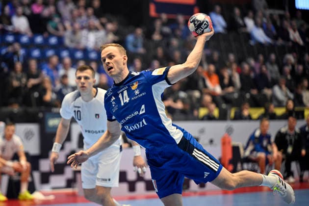 KRISTIANSTAD, SVERIGE 20260116 Iceland s Omar Ingi Magnusson in action during the 2026 EHF European Men s Handball Championship (the EHF Euro 2026) match between Iceland and Italy at Kristianstad Arena, in Kristianstad, Sweden, on January 16, 2026. KRISTIANSTAD SVERIGE x50090x