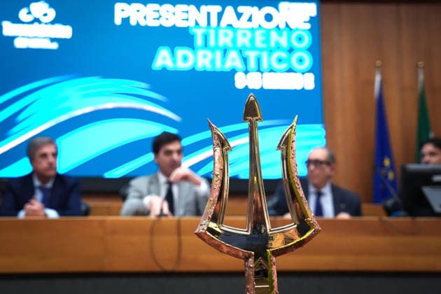 The Trophy of Tirreno Adriatico during the the Tirreno Adriatico presentation at Li Madou palace in Ancona, Italy - Friday, January 16, 2026 -  Copyright: xMassimoxPaolone LaPressex