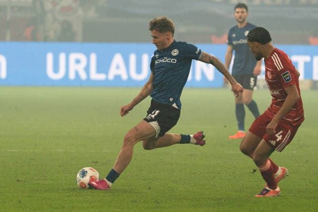 Deutschland: 2. Bundesliga 2025 26 Fortuna Düsseldorf vs. Arminia Bielefeld 18. Spieltag 16.01.2026 Merkur Spiel-Arena (Nordrhein-Westfalen) Joel Grodowski (Arminia Bielefeld, 11)