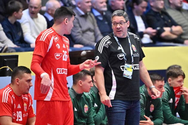 KRISTIANSTAD, SVERIGE 20260116 Hungary s coach JosÃ Rodriguez in discussion with Pedro Rodriguez during the 2026 EHF European Men s Handball Championship (the EHF Euro 2026) match between Hungary and Poland at Kristianstad Arena, in Kristianstad, Sweden, on January 16, 2026. KRISTIANSTAD SVERIGE x50090x