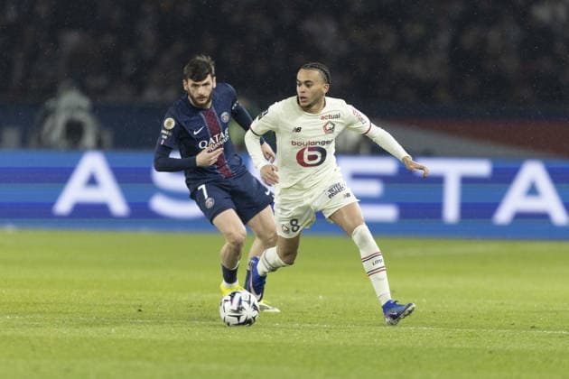 Paris Saint-Germain v LOSC Lille - French Ligue 1 PARIS, FRANCE - JANUARY 16: Khvicha Kvaratskhelia (7) of PSG in action against Ethan Mbappe (8) of LOSC Lilleduring the French Ligue 1 (L1) football match between Paris Saint-Germain (PSG) and LOSC Lille at Parc des Princes Stadium in Paris, France on January 16, 2026. Ibrahim Ezzat Anadolu Paris France. Editorial use only. Please get in touch for any other usage.  Copyright: x2026xAnadoluxIbrahimxEzzatx