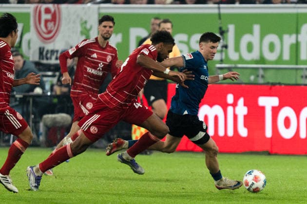 Deutschland: 2. Bundesliga 2025 26 Fortuna Düsseldorf vs. Arminia Bielefeld 18. Spieltag 16.01.2026 Merkur Spiel-Arena (Nordrhein-Westfalen) Semir Telalovic (Arminia Bielefeld, 7)