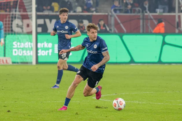 16.01.2026, xgrfx, Fussball 2.Bundesliga, Fortuna Duesseldorf - Arminia Bielefeld v.l. Joel Grodowski (Arminia Bielefeld) (DFL DFB REGULATIONS PROHIBIT ANY USE OF PHOTOGRAPHS as IMAGE SEQUENCES and or QUASI-VIDEO) Duesseldorf