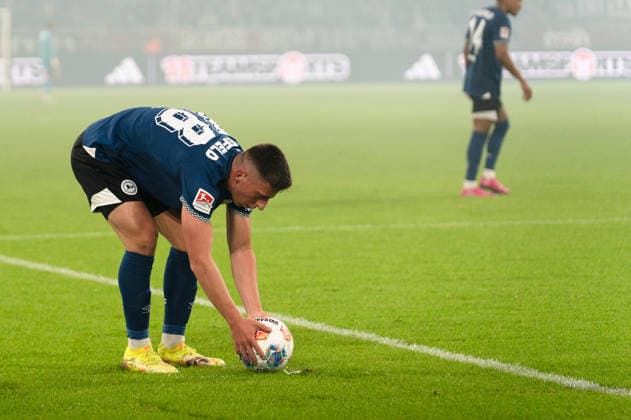 Deutschland: 2. Bundesliga 2025 26 Fortuna Düsseldorf vs. Arminia Bielefeld 18. Spieltag 16.01.2026 Merkur Spiel-Arena (Nordrhein-Westfalen) Marius Wörl (Arminia Bielefeld, 38)