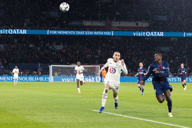 L1 football match PSG v LOSC - Paris LOSC 8 Ethan Mbappe, Paris Saint-Germain s Portuguese defender 25 Nuno Mendes during French L1 football match between Paris Saint-Germain (PSG) and Lille LOSC at the Parc des Princes stadium in Paris on January 16, 2026. Photo by Raphael Lafargue ABACAPRESS.COM Paris France  Copyright: xLafarguexRaphael ABACAx