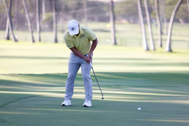 January 16, 2026, Honolulu, Hawaii, USA: KURT KITAYAMA putts on the 9th green during Round 2 of the 2026 Sony Open in Honolulu, Hawaii on January 16, 2026. Honolulu USA - ZUMAm310 20260116_zsp_m310_102 Copyright: xElliotxMilesx