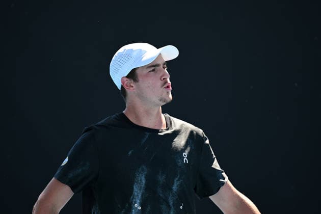 TENNIS AUSTRALIAN OPEN PRACTICE, Joao Fonesca of Brazil reacts during a practise session ahead of the Australian Open tennis tournament at Melbourne Park in Melbourne, Saturday, January 17, 2026. ( NO ARCHIVING MELBOURNE VICTORIA AUSTRALIA  Copyright: xJAMESxROSSx 20260117171248764551