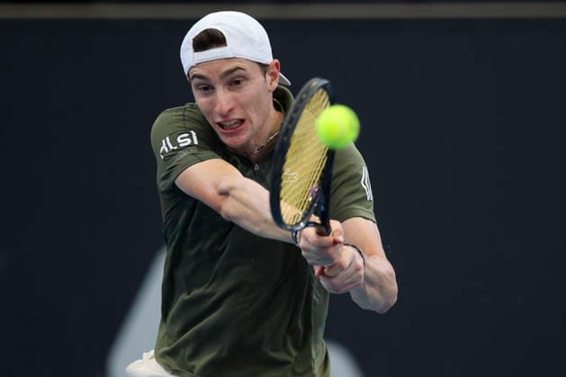 TENNIS ADELAIDE INTERNATIONAL, Ugo Humbert of France in his match against TomaÅ¡ MachaÄ of Czechia during the Men™s singles Final, Adelaide International at Memorial Drive Tennis Club in in Adelaide, Saturday, January 17, 2026. ( NO ARCHIVING, EDITORIAL USE ONLY ADELAIDE SOUTH AUSTRALIA AUSTRALIA  Copyright: xMATTxTURNERx 20260117120878530553