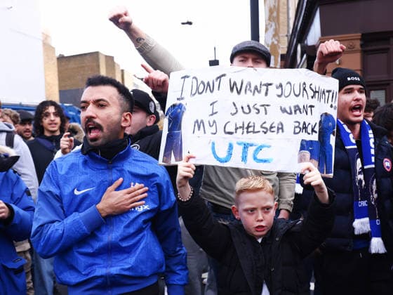 Chelsea v Brentford, English Premier League, Stamford Bridge, London, UK - 17 01 2026 Chelsea Supporters staged a protest against the Chelsea Board ahead of the Premier League Home game against Brentford at stamford Bridge London Stamford Bridge London GBR, UK NEWSPAPERS OUT Copyright: xMarkxGreenwoodx