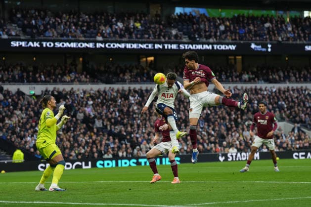 Tottenham Hotspur v West Ham United, Premier League Tottenham Hotspur forward Wilson Odobert (28) heads the ball at goal during the Premier League match between Tottenham Hotspur and West Ham United at Tottenham Hotspur Stadium, London, UK on 17 January 2026. London Tottenham Hotspur Stadium London UK Editorial use only DataCo restrictions apply See www.football-dataco.com , Copyright: xStephenxFlynnx PSI-23578-0057