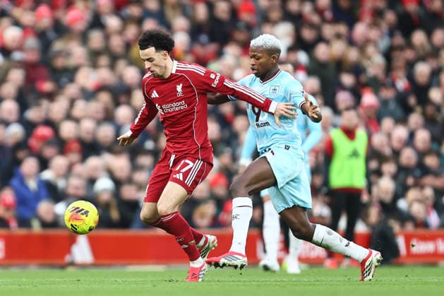 Curtis Jones of Liverpool and Florentino Luis of Burnley Liverpool v Burnley, Premier League, Football, Anfield, Liverpool, UK - 17 Jan 2026Liverpool Anfield United Kingdom EDITORIAL USE ONLY No use with unauthorised audio, video, data, fixture lists, club league logos or live services. Online in-match use limited to 120 images, no video emulation. No use in betting, games or single club league player publications. Copyright: xPhilxOldham Shutterstockx 16348122u